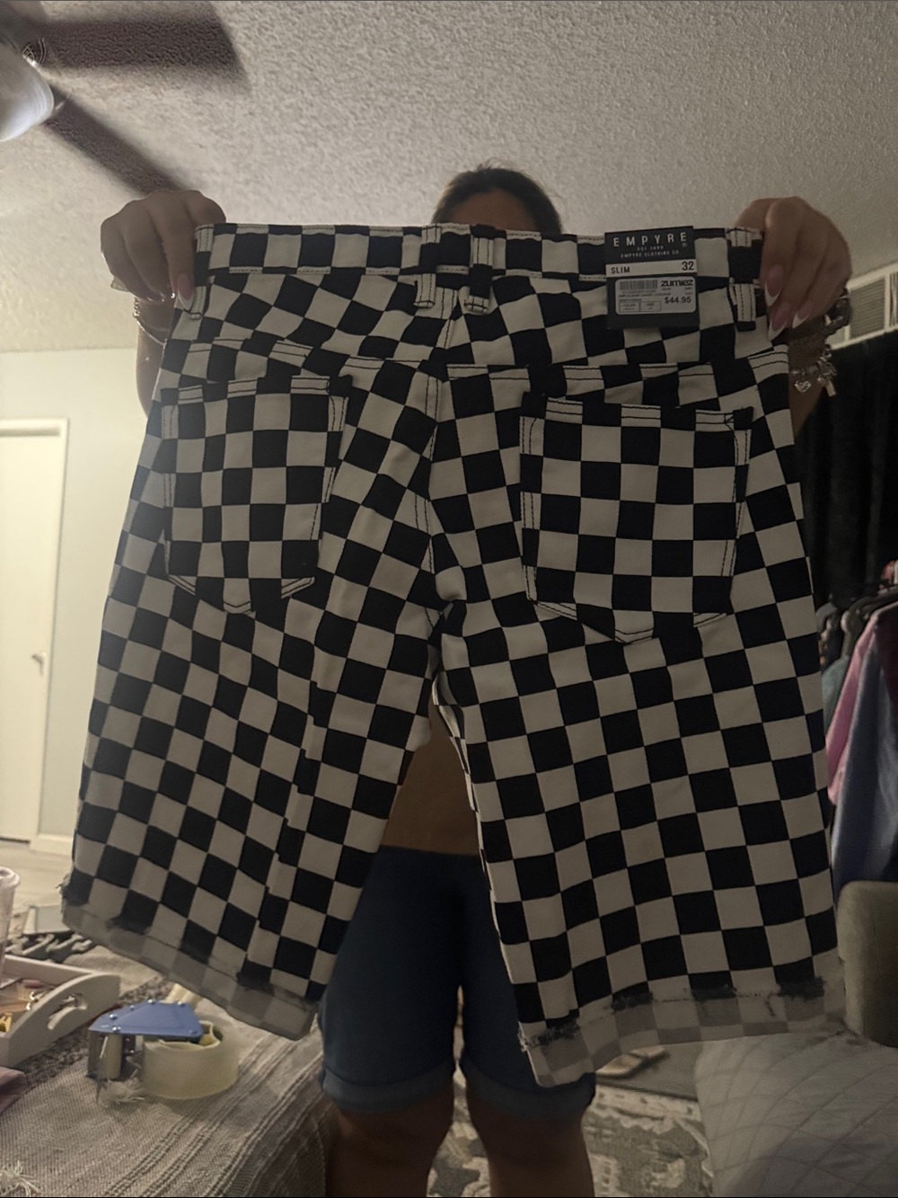 slim 32 zumies checked shorts